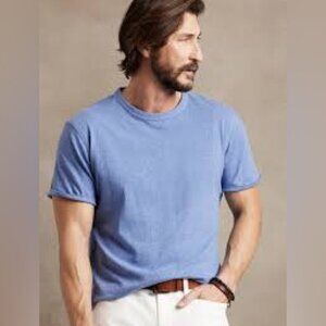 Banana Republic Men’s Soft-Wash Tee Size L Blue Crewneck T-Shirt 100% Cotton